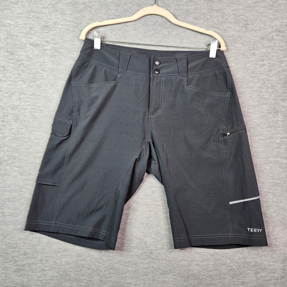 Terry Precision Mens Cycling Shorts Gray Size L Mountain Bike Cargo Pockets